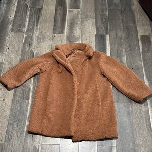 NWOT Maurice’s Women’s Plush Brown Faux-Sherpa Coat